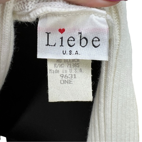 VTG 90's Liebe USA Cream/Ivory Mid Length Cardigan w/ Gold Lace & Gems One Size - Picture 7 of 8